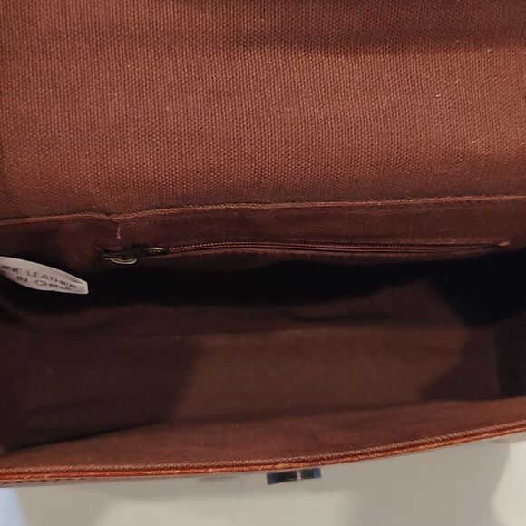 Woven Brown Leather Crossbody Shoulder Bag - Picture 10 of 13